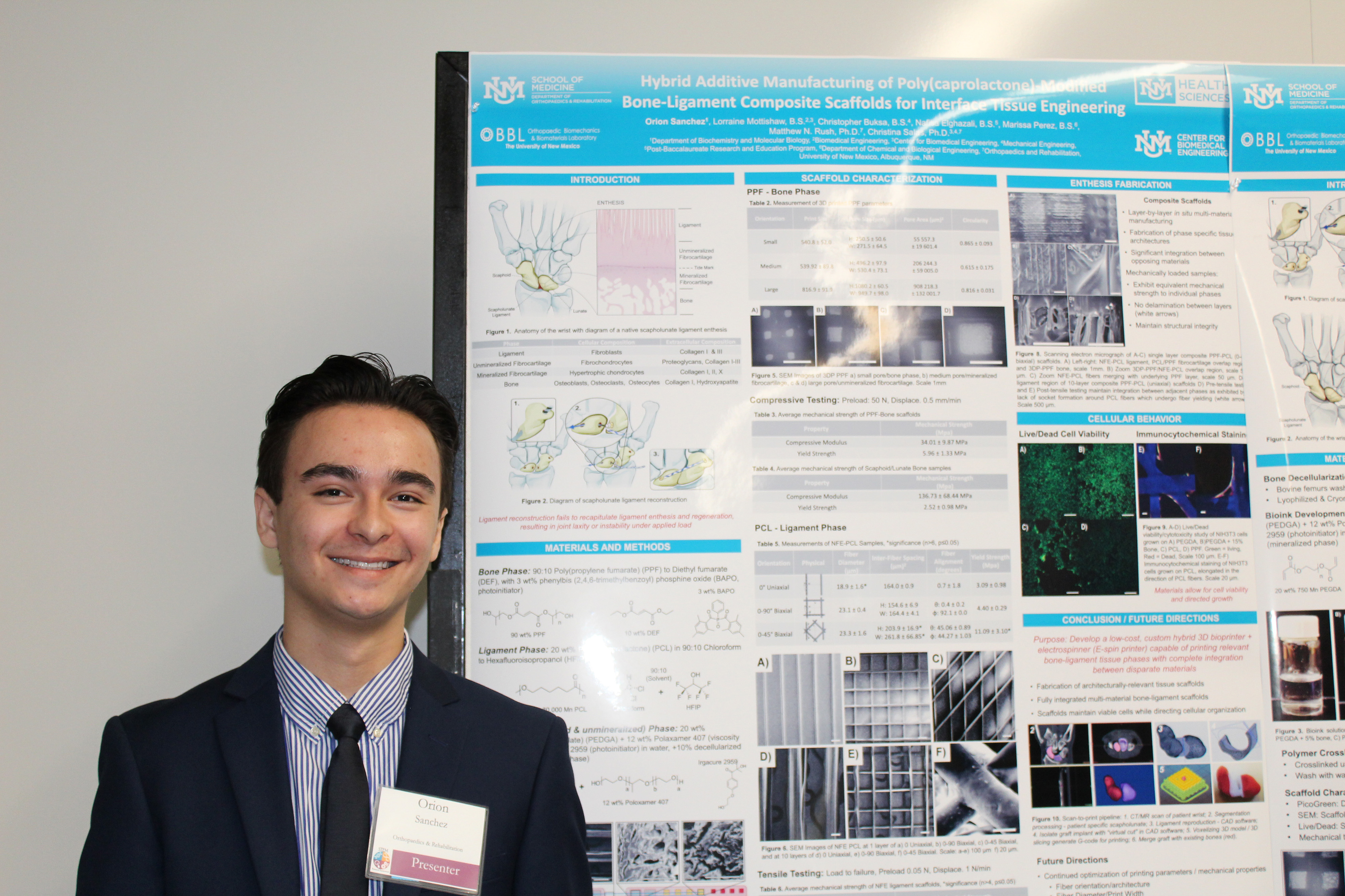Student Orion Sanchez with his poster