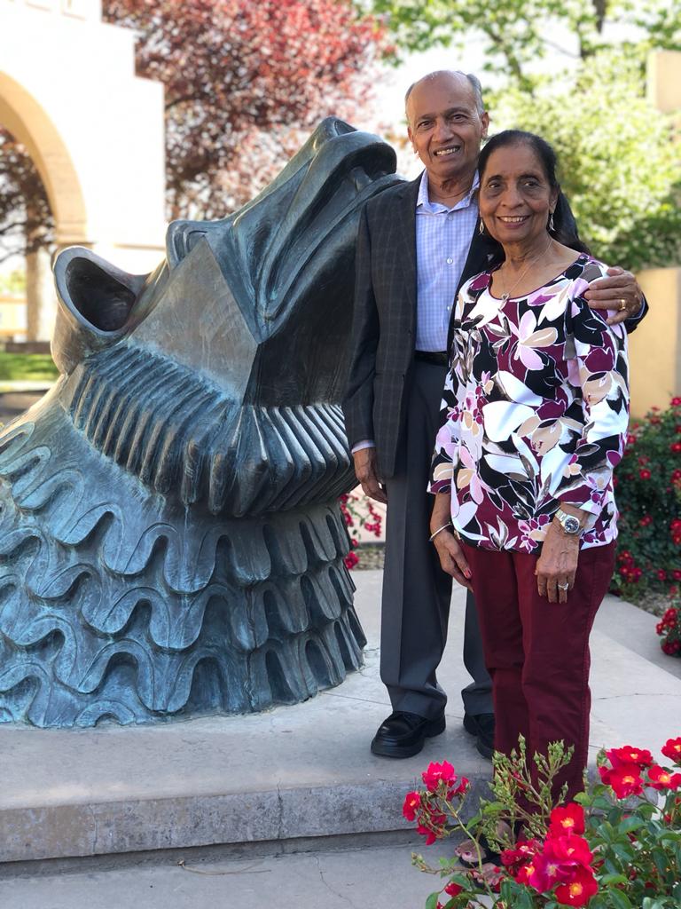 photo: Subhash and Jaya Shah on the UNM campus.